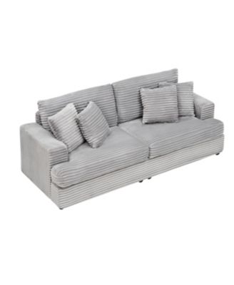 79.3" Corduroy Sofa with 4 Pillows