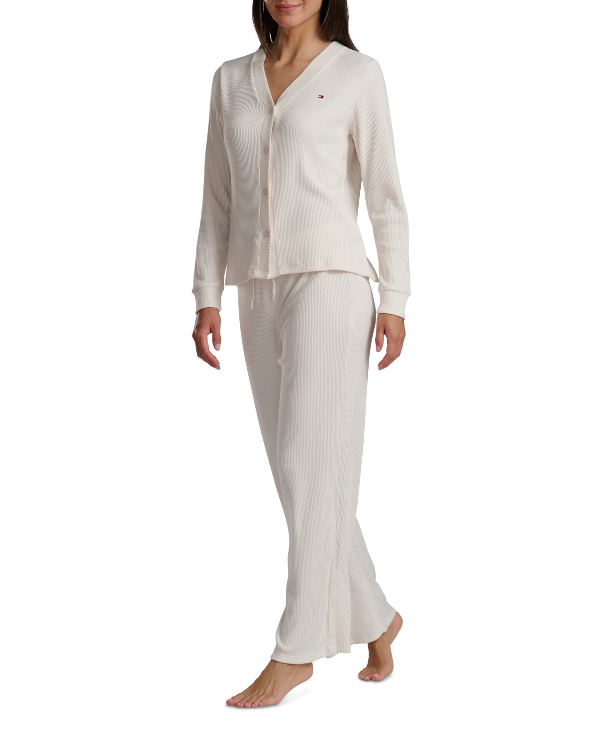Tommy Hilfiger Women's 2-piece Long Sleeve Cardigan And Pants Set In White