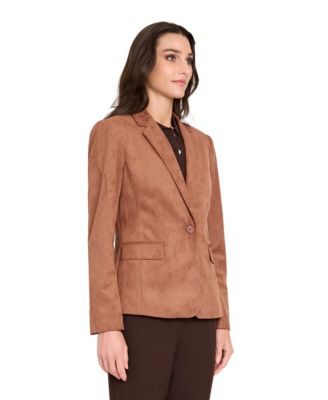 Women's Suede Notch Collar One-Button Blazer