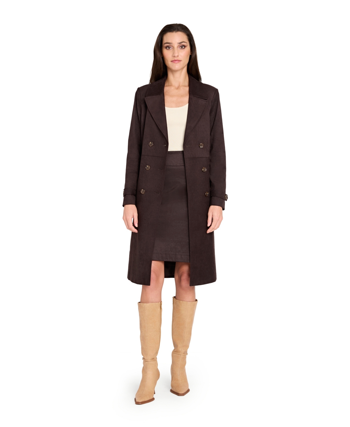 Tahari Asl Women's And Petite Long Sleeve Trench Coat, Regular & Petite In Brown