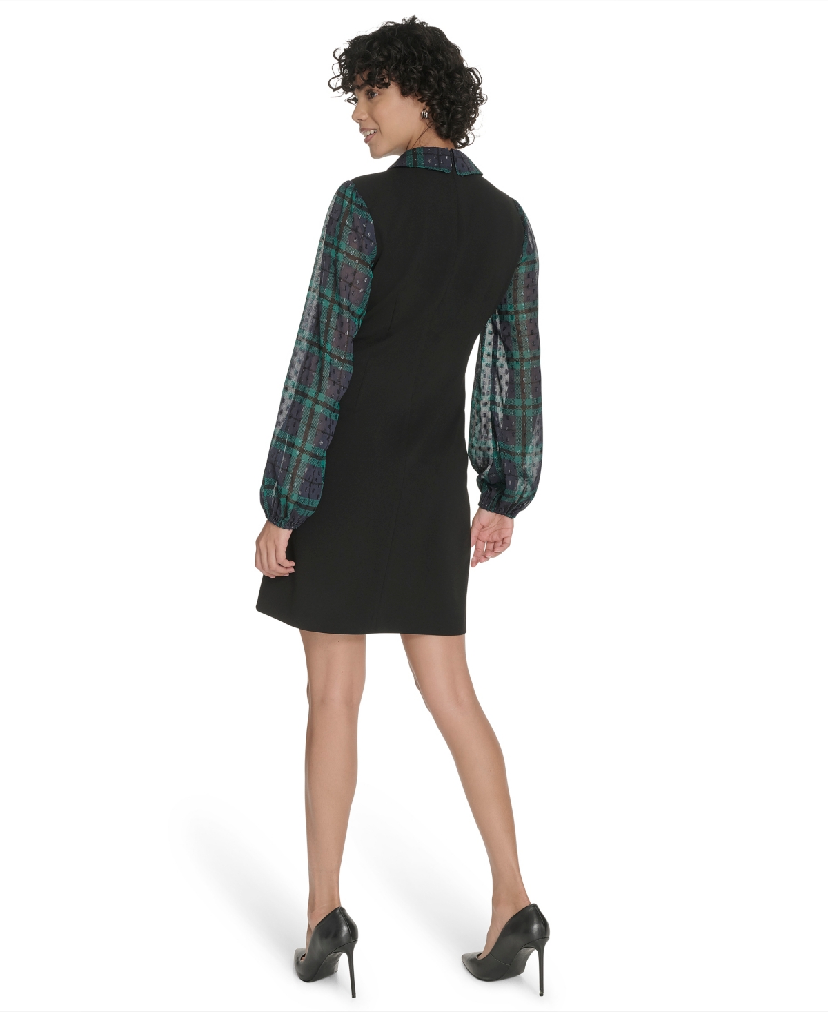 Tommy Hilfiger Plus Size Long Sleeve A-line Dress In Black