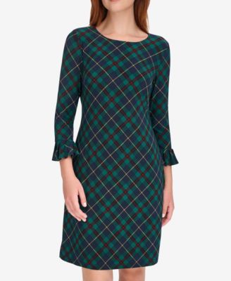 Women's Plaid Shift Crewneck Dress
