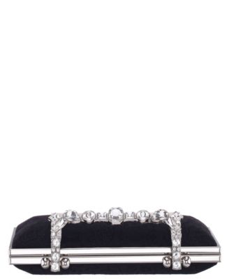 Crystal Handle Lift Lock Lace Clutch