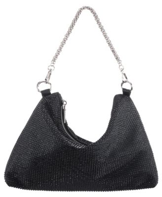 Crystal Embellished Zipper Hobo Bag
