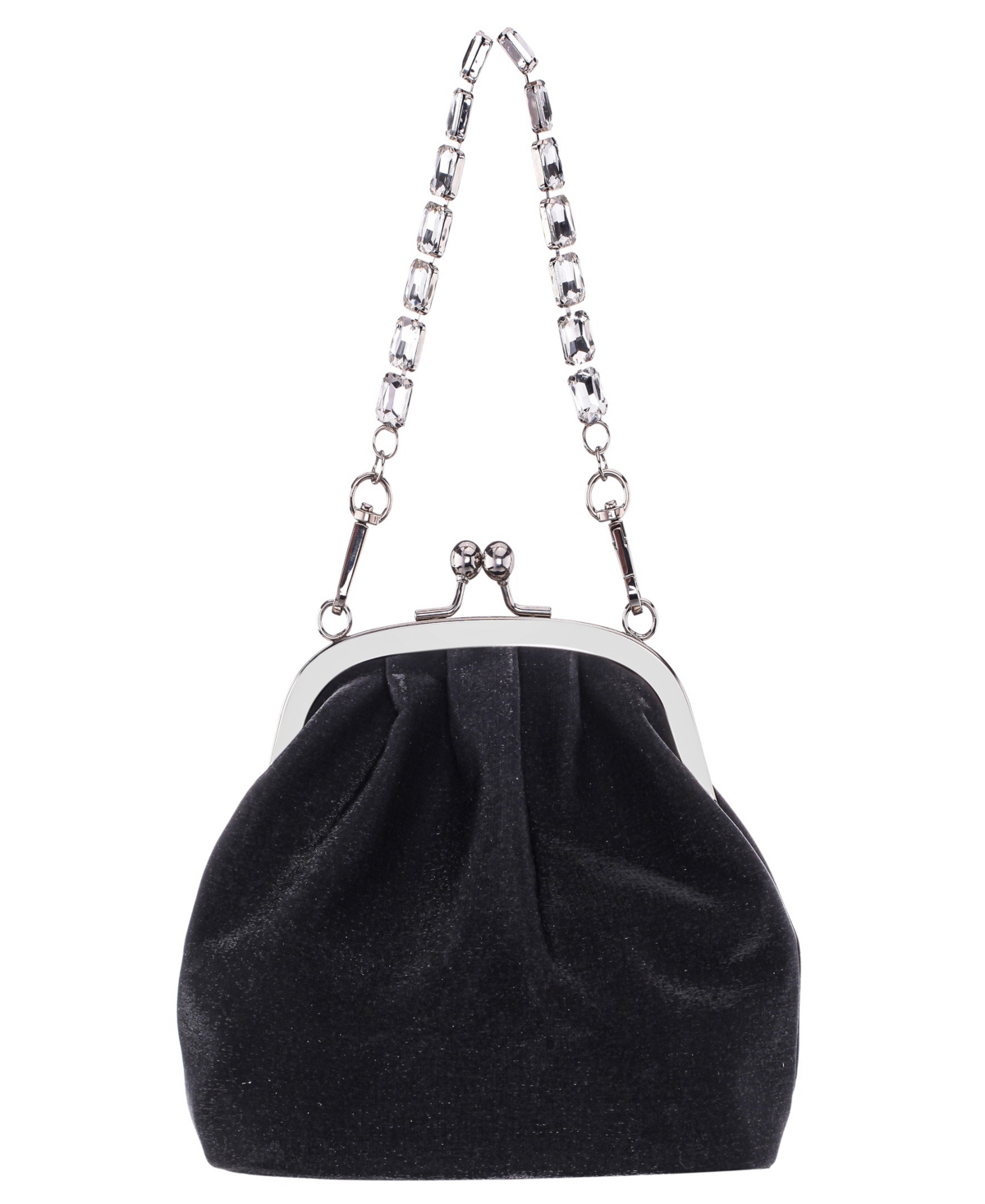 Nina Vintage Style Crystal Handle Frame Clutch In Black
