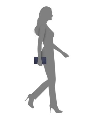 Crystal Embellished Flap Slim Magnetic Snap Clutch