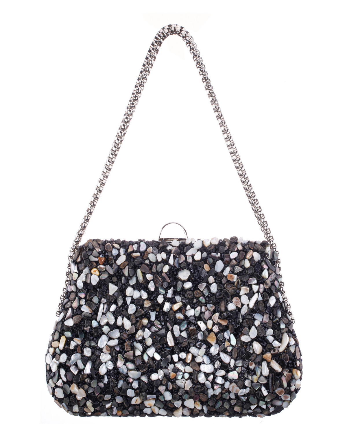 Nina Rock Candy Minaudiere Crystal Lift Lock Clutch In Black
