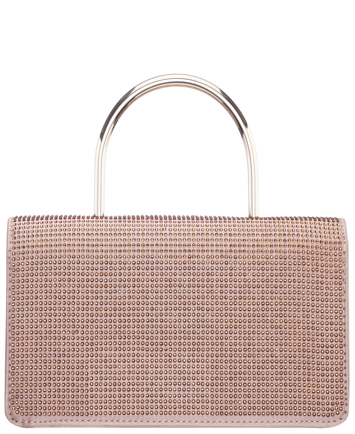 Nina Elongated Crystal Magnetic Snap Satchel Bag In Brown