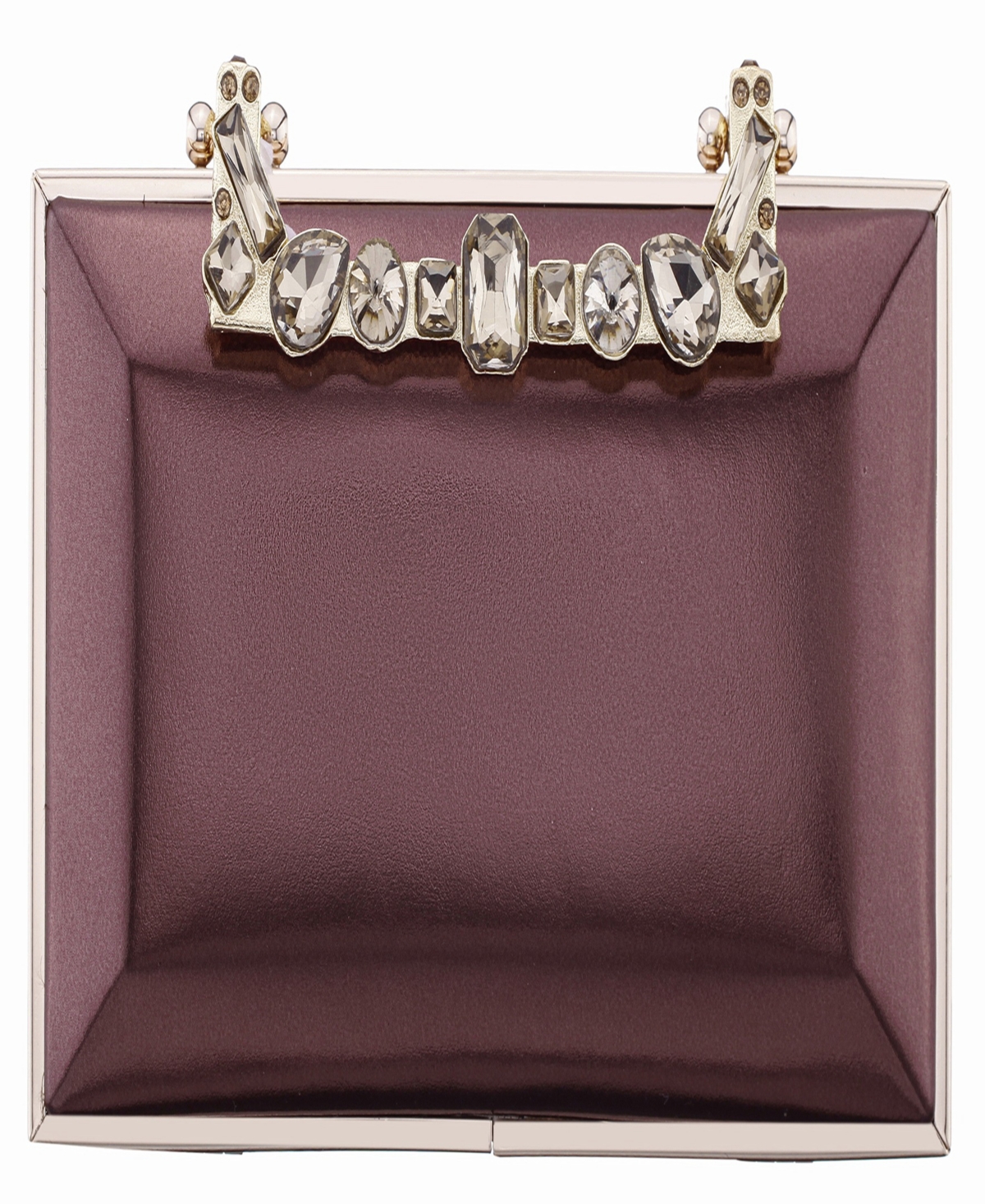 Nina Crystal Handle Lift Lock Clutch In Burgundy
