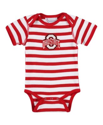 Two Feet Ahead - Baby Boys and Girls Scarlet Ohio State Buckeyes Stripe Shoulder Bodysuit