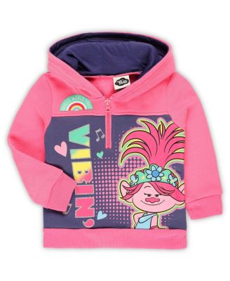 Children's Apparel Network - Toddler Pink Trolls Graphic Half-Zip Hoodie
