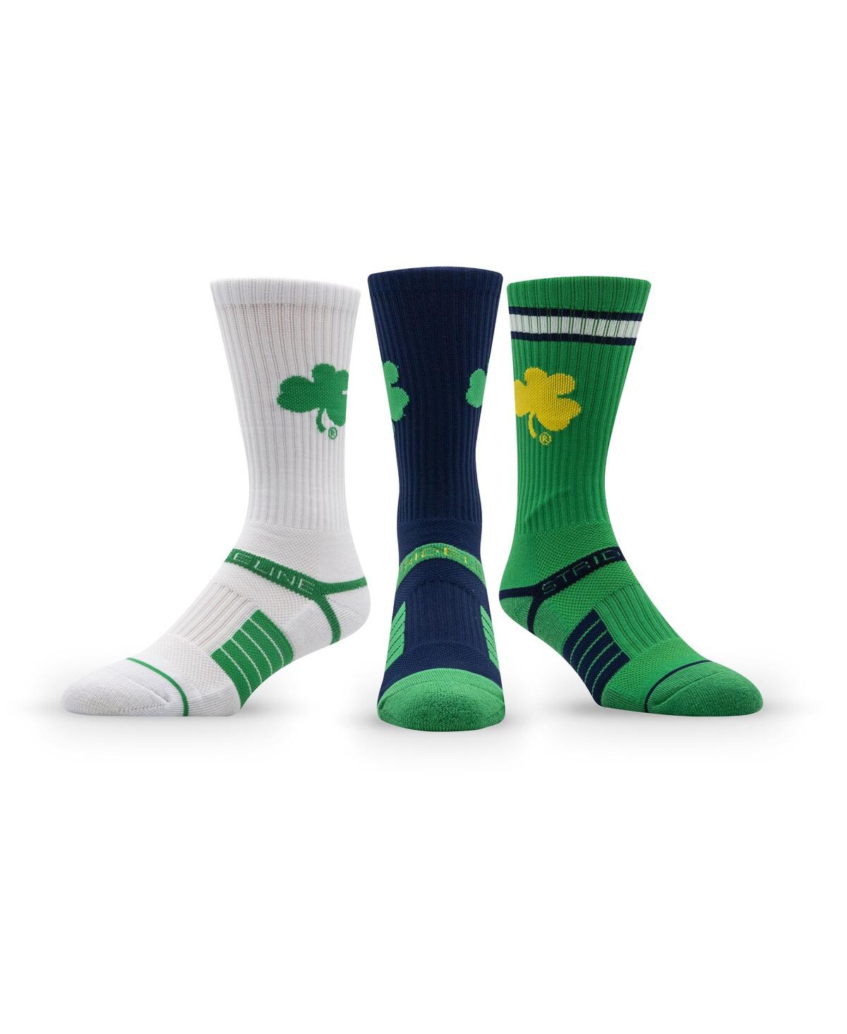 Strideline Men's And Women's 3-pack Notre Dame Fighting Irish Premium Knit Crew Socks In Multi