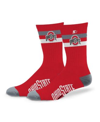 Starter - Men's and Women's Ohio State Buckeyes Team Color Two-Stripe Crew Socks