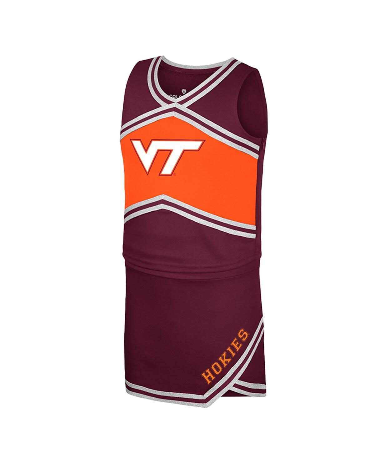 Colosseum Big Girls 2-piece Maroon Virginia Tech Hokies Cheerleader Top And Skirt Set In Burgundy