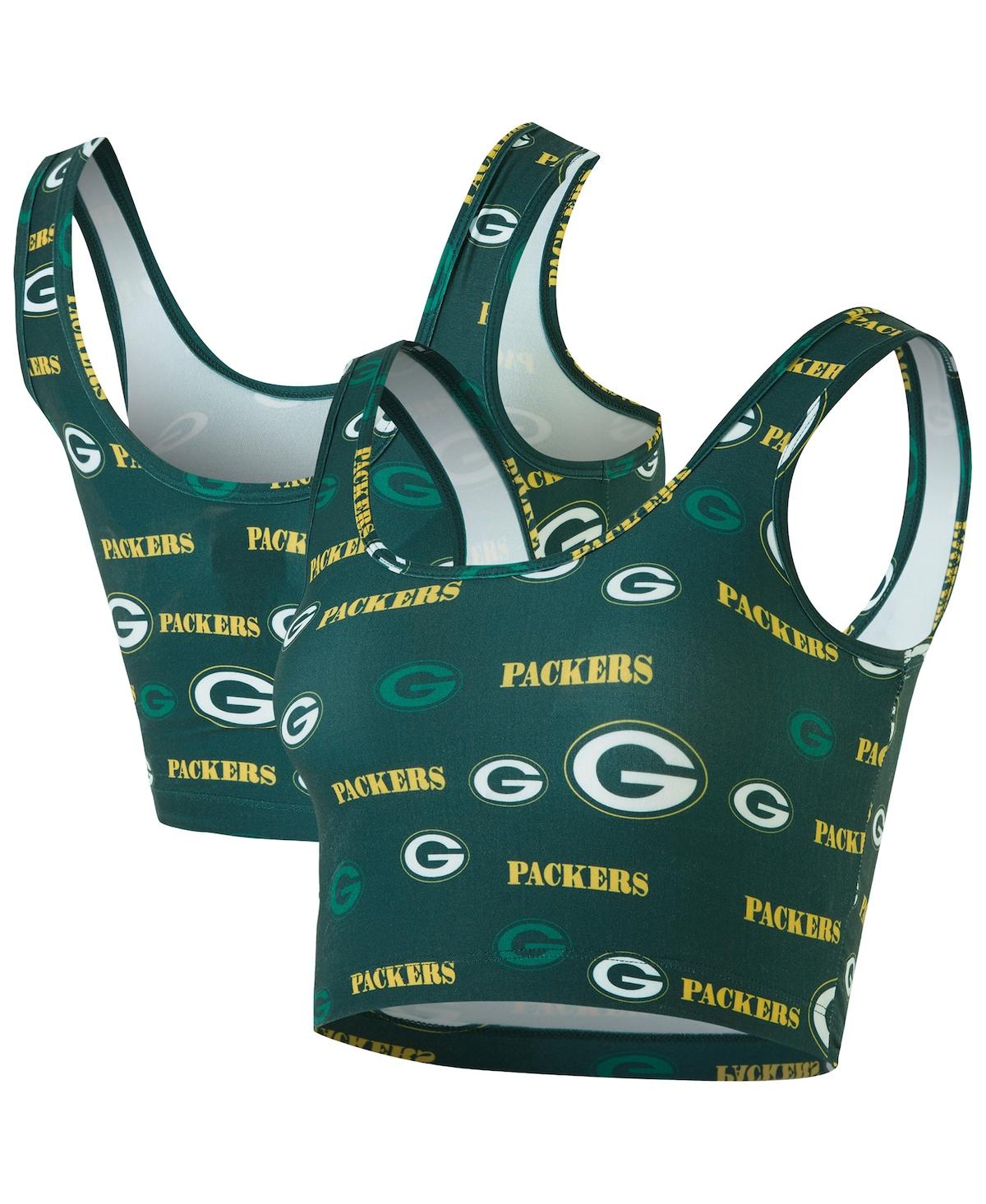 Concepts Sport Women's Green Green Bay Packers Mosaic Allover Print Bralette In Green