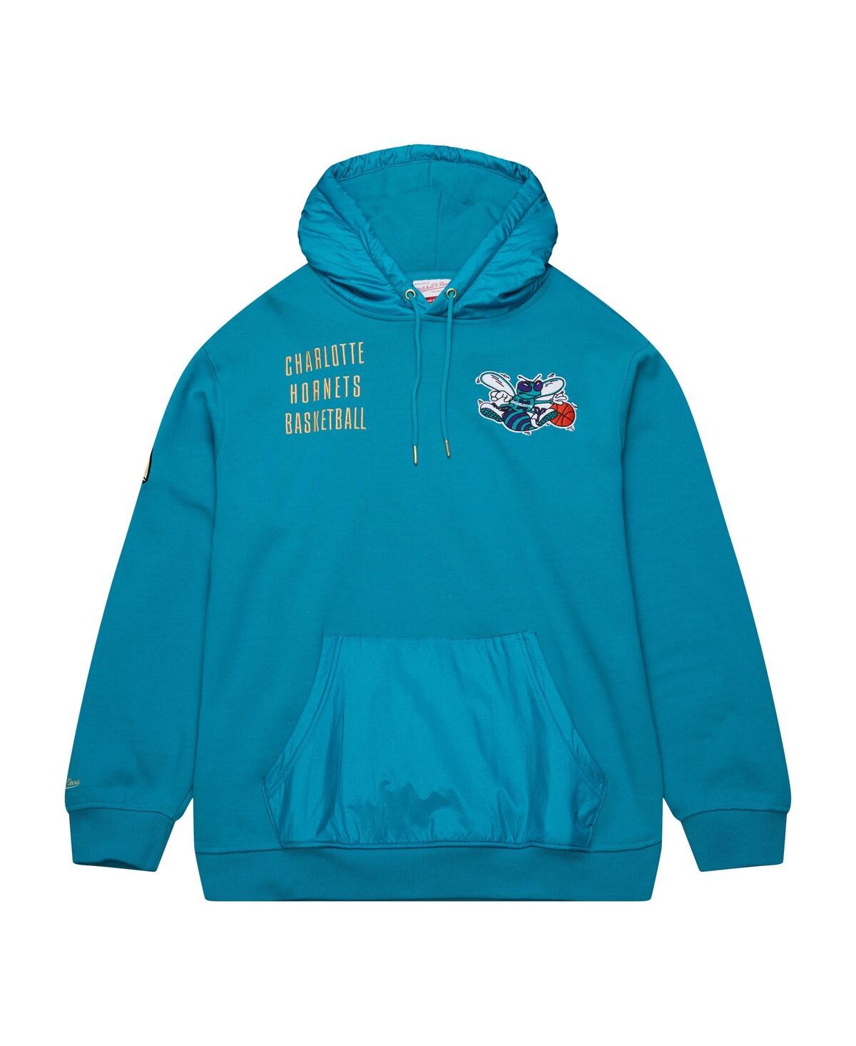 Mitchell & Ness Men's Teal Charlotte Hornets Team Og 2.0 Logo Fleece Pullover Hoodie In Blue