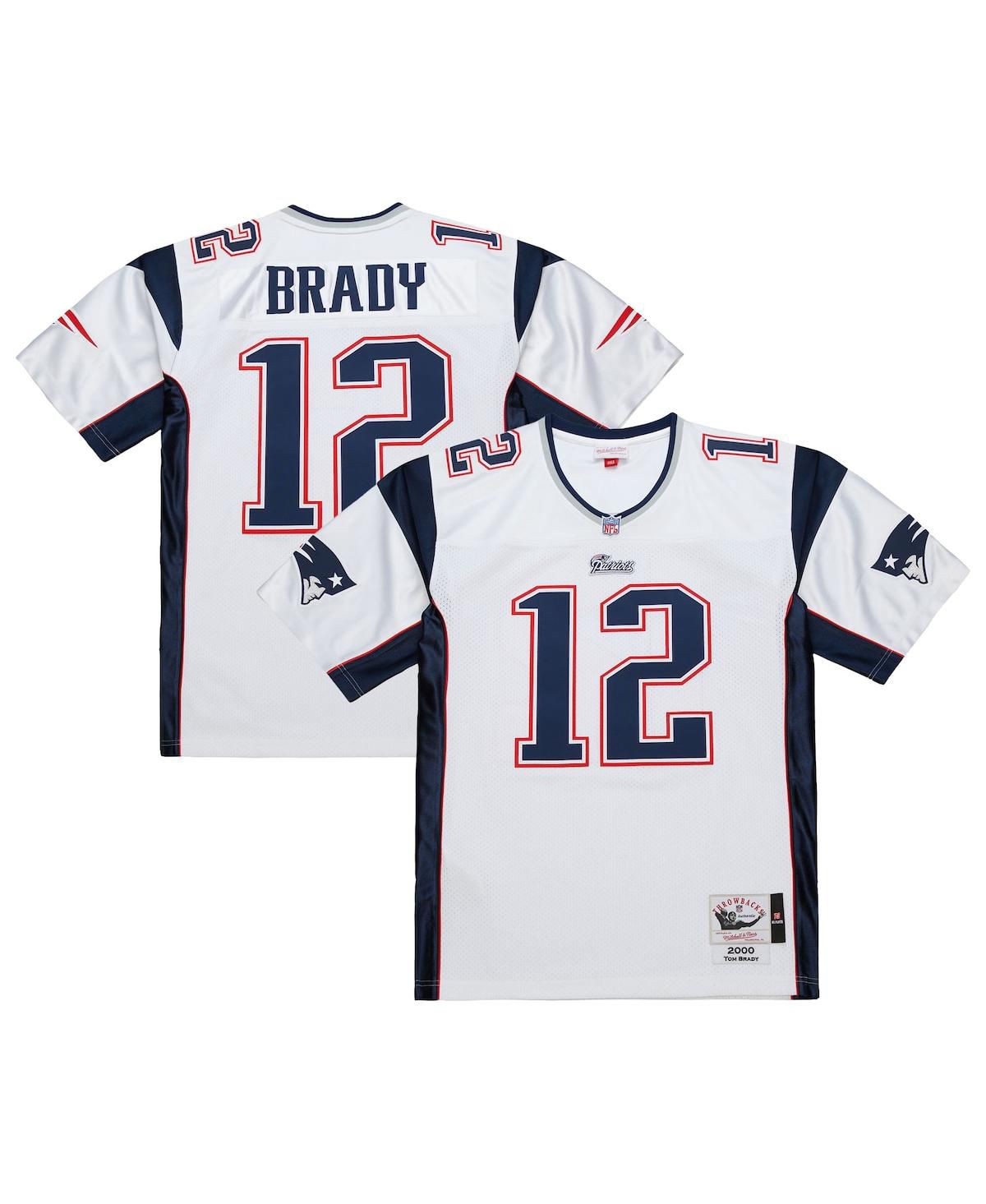 Мужская футболка Tom Brady White New England Patriots 2000 из натуральной кожи