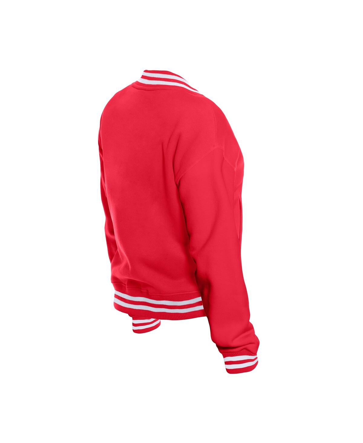 New Era Women's Red Atlanta Falcons Throwback Fleece Full-snap Jacket In Animal Print