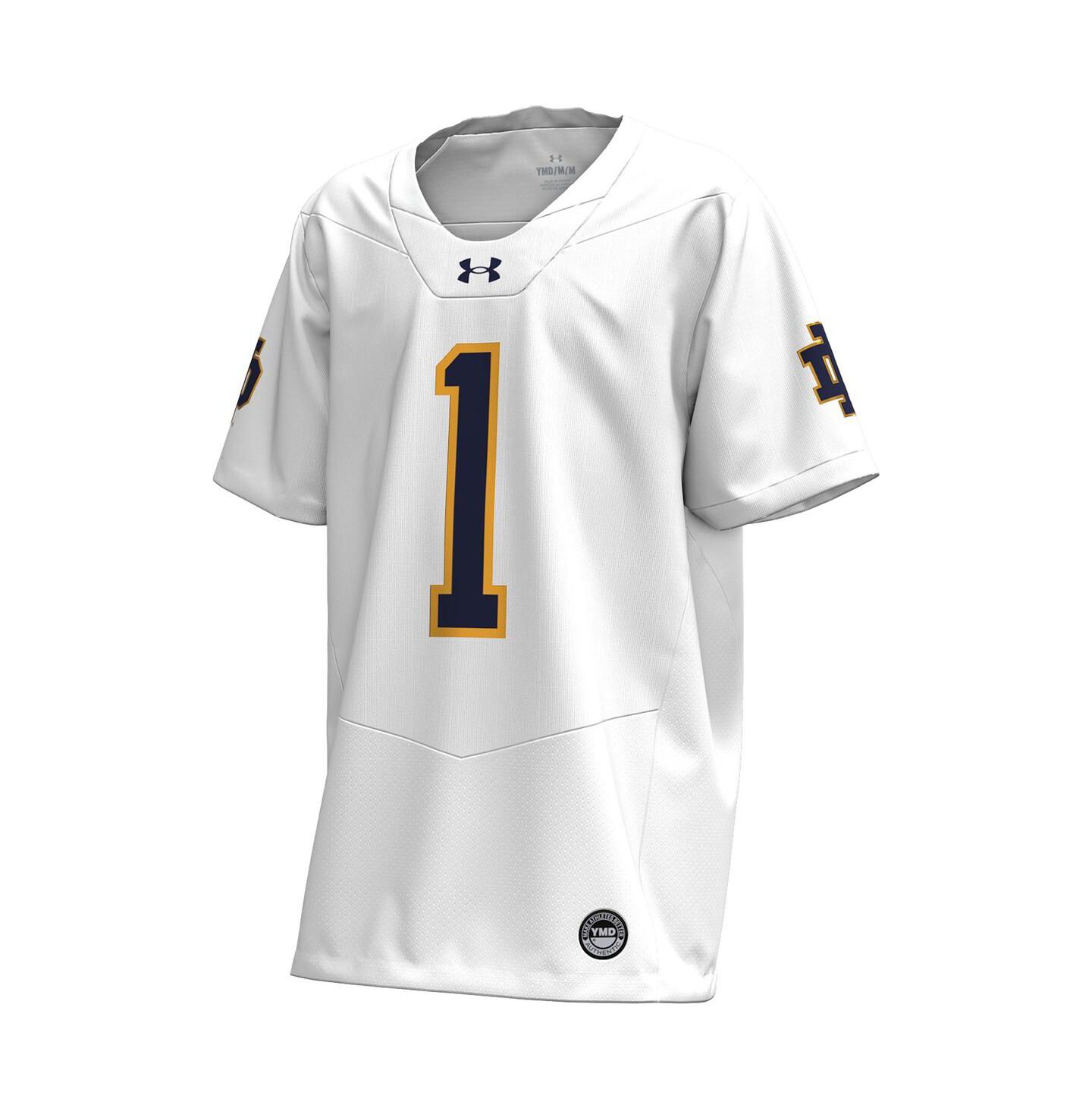 Детское футбольное джерси Under Armour Notre Dame Fighting Irish Replica, White — фото 2