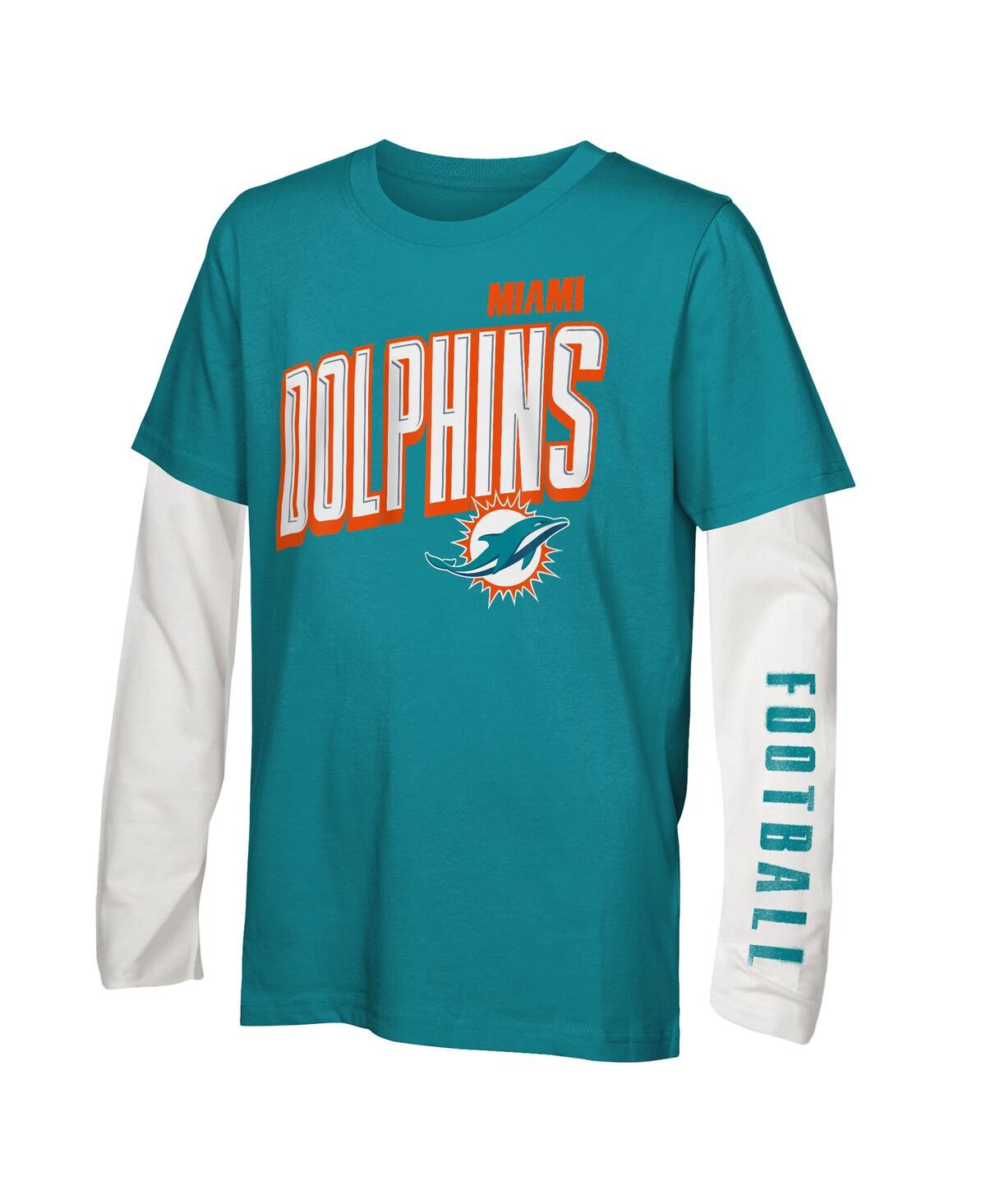Outerstuff Big Boys And Girls Miami Dolphins The Mix Combo T-shirt Set In Blue