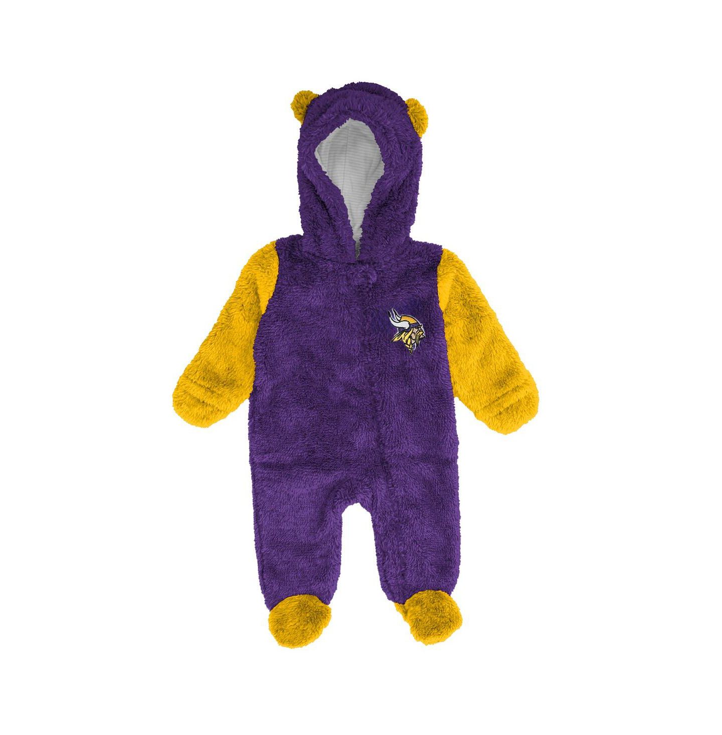 Outerstuff Baby Boys and Girls Purple Minnesota Vikings Stay Napping Fleece Bunting Full-Zip Sleeper — фото 3