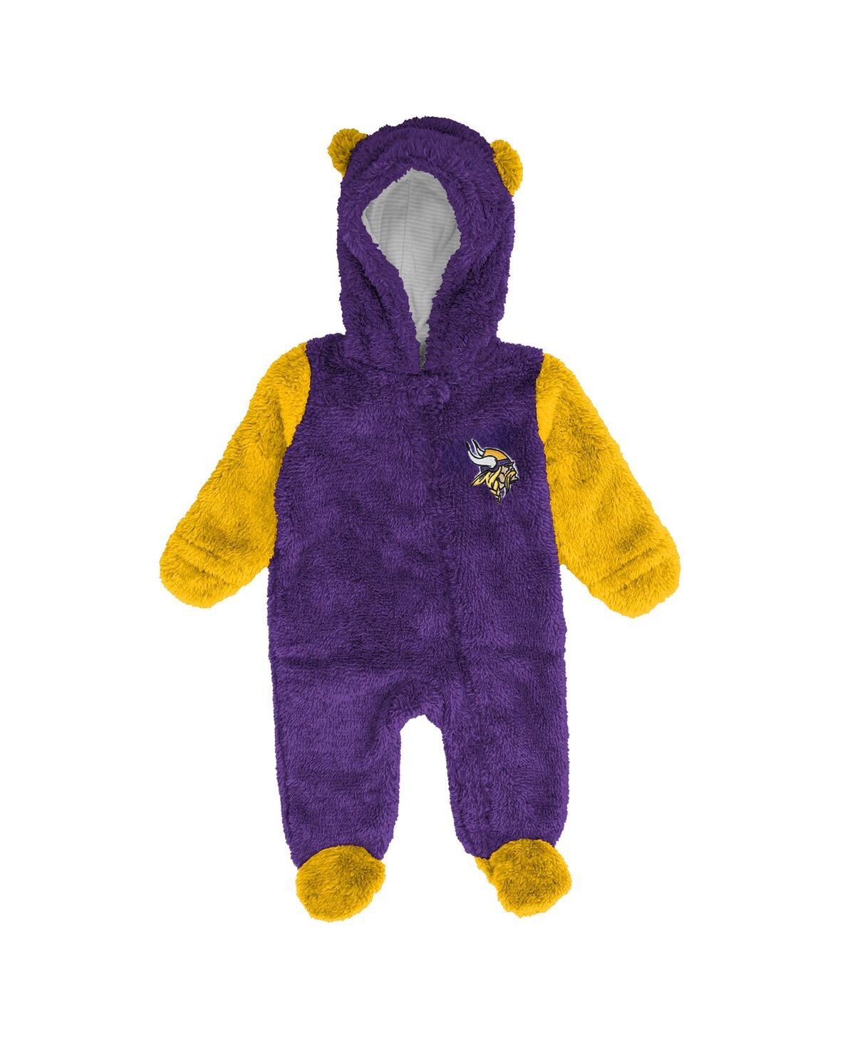 Outerstuff Baby Boys And Girls Purple Minnesota Vikings Stay Napping Fleece Bunting Full-zip Sleeper In Purple