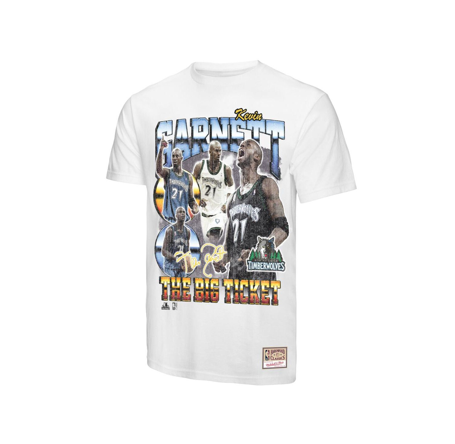 Men's Kevin Garnett White Minnesota Timberwolves Hardwood Classics Commemorative Player Collage T-Shirt