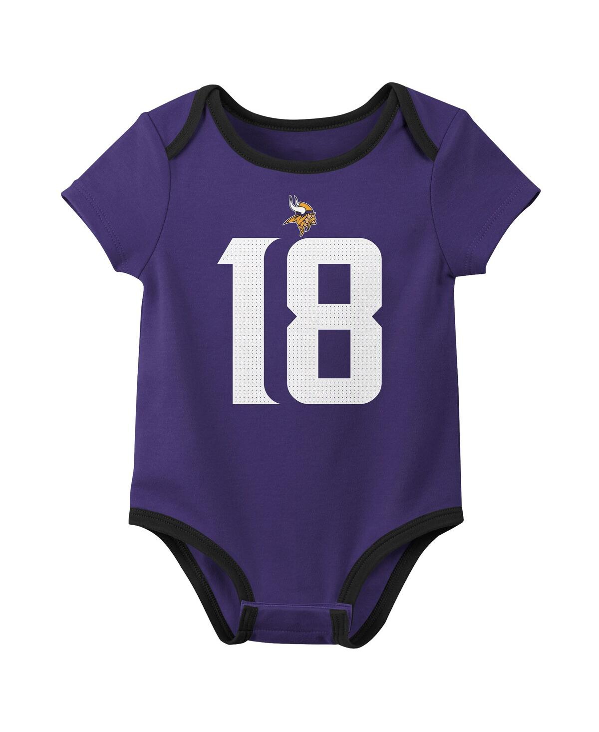 Nike Baby Boys And Girls 3-pack Justin Jefferson Minnesota Vikings Name Number Bodysuit Set In Multi