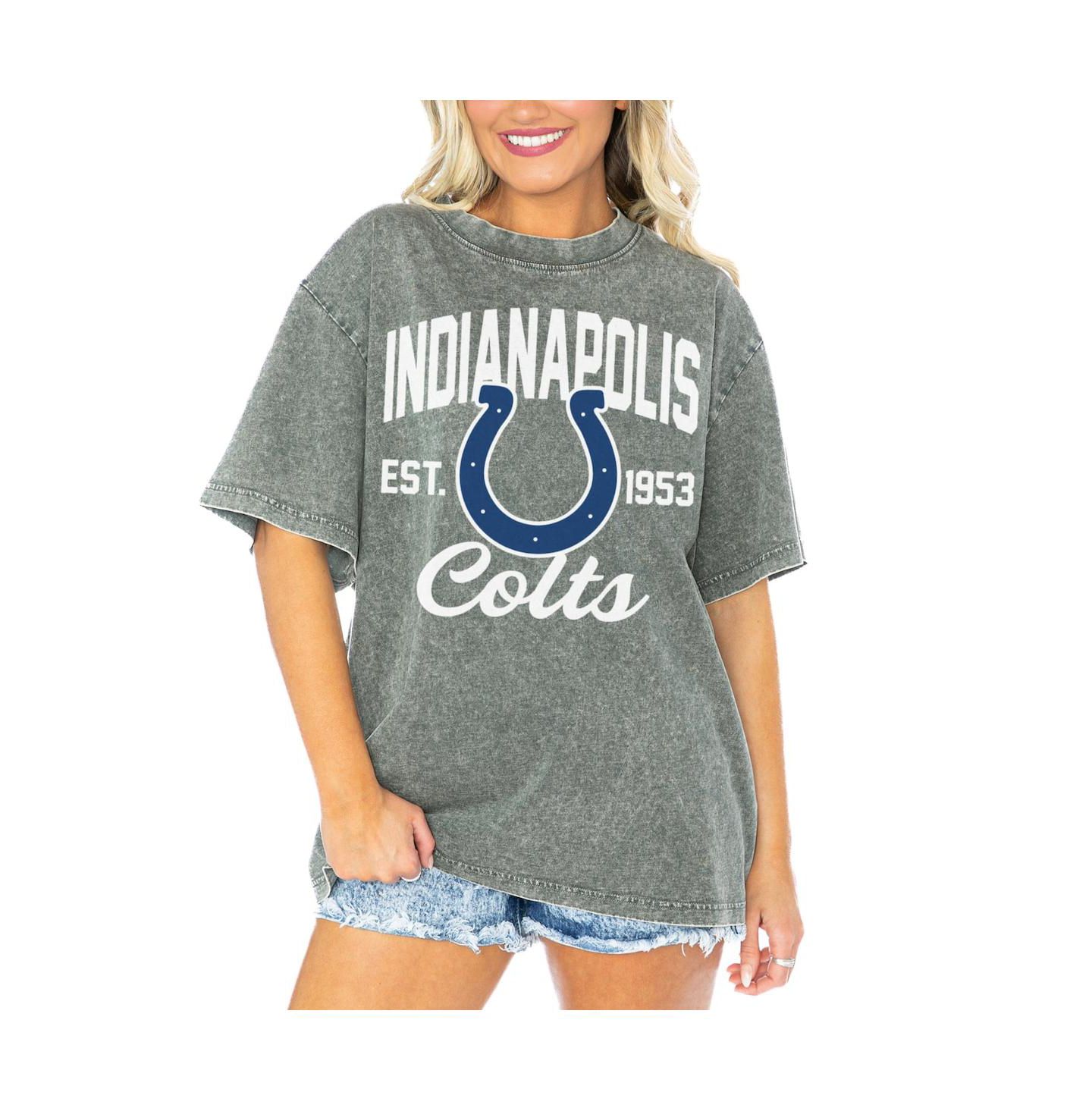 Женская футболка Gameday Couture Gray Indianapolis Colts Tackle Titan Boyfriend Washed — фото 1