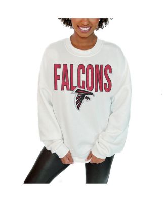Gameday Couture - Women's White Atlanta Falcons Just Go With It Oversized Long Sleeve Crewneck Sweatshirt