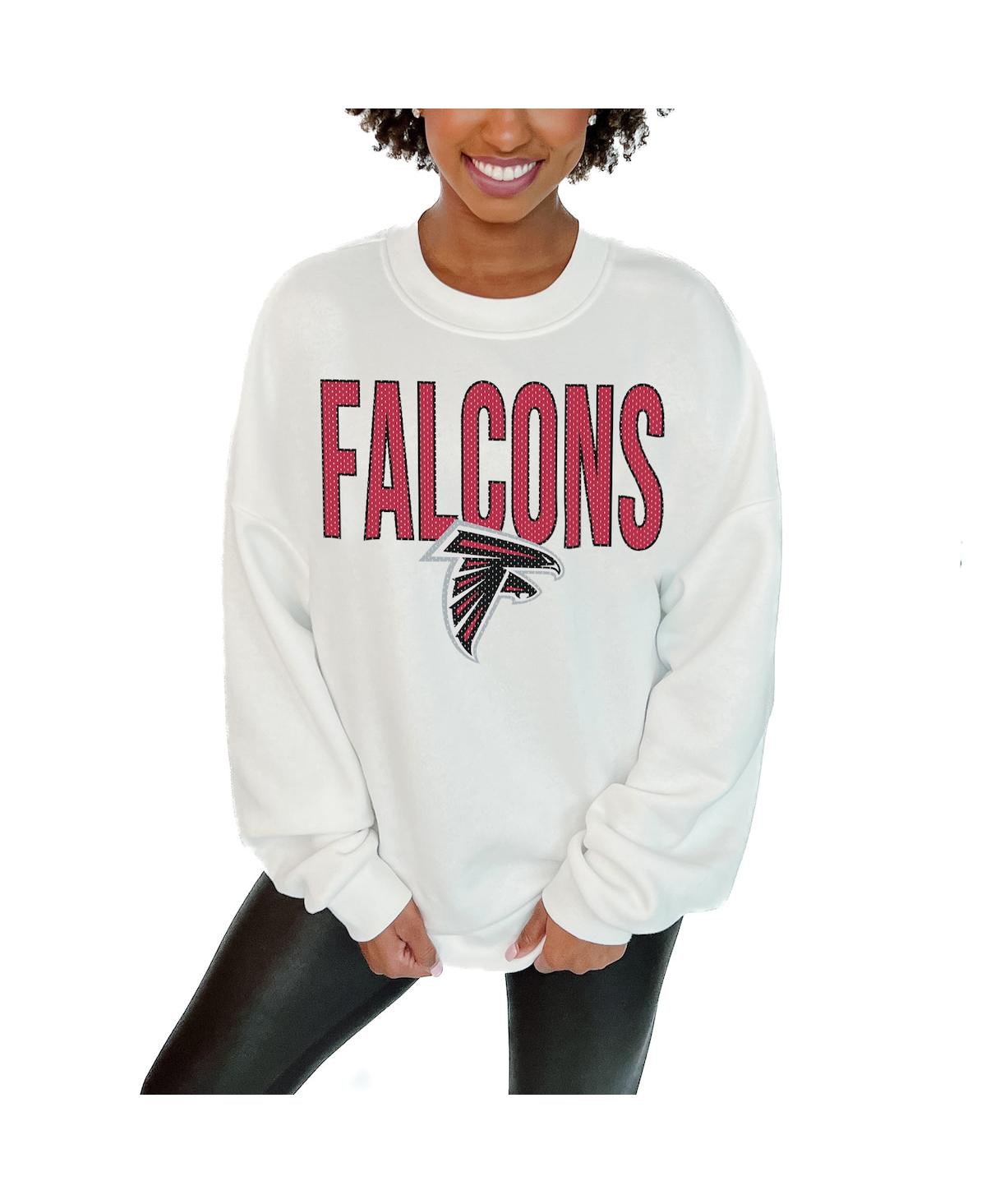 Gameday Couture Women's White Atlanta Falcons Just Go With It Oversized Long Sleeve Crewneck Sweatshirt In White