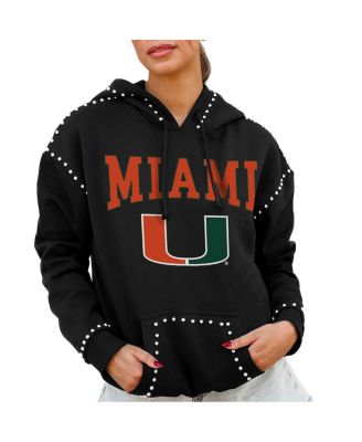 Gameday Couture - Women's Black Miami Hurricanes Studded Pullover Hoodie