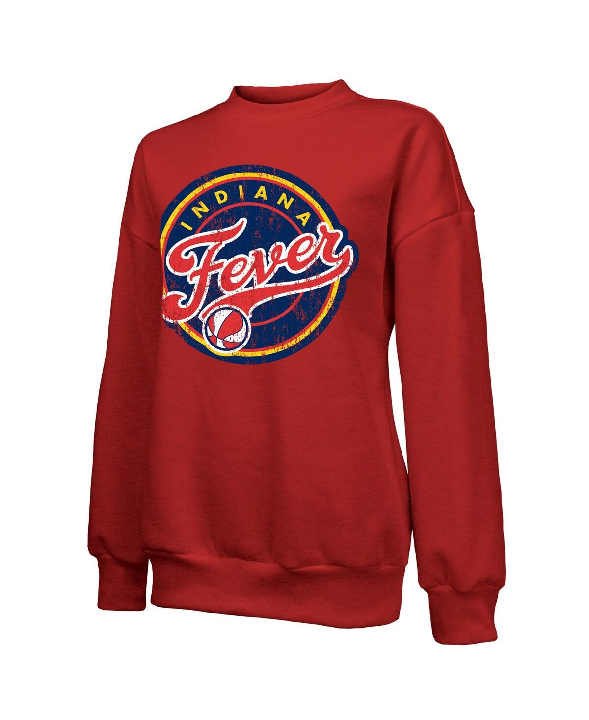 Majestic Women's Red Indiana Fever Primary Logo Drop Shoulder Tri-blend Pullover Sweatshirt In Red
