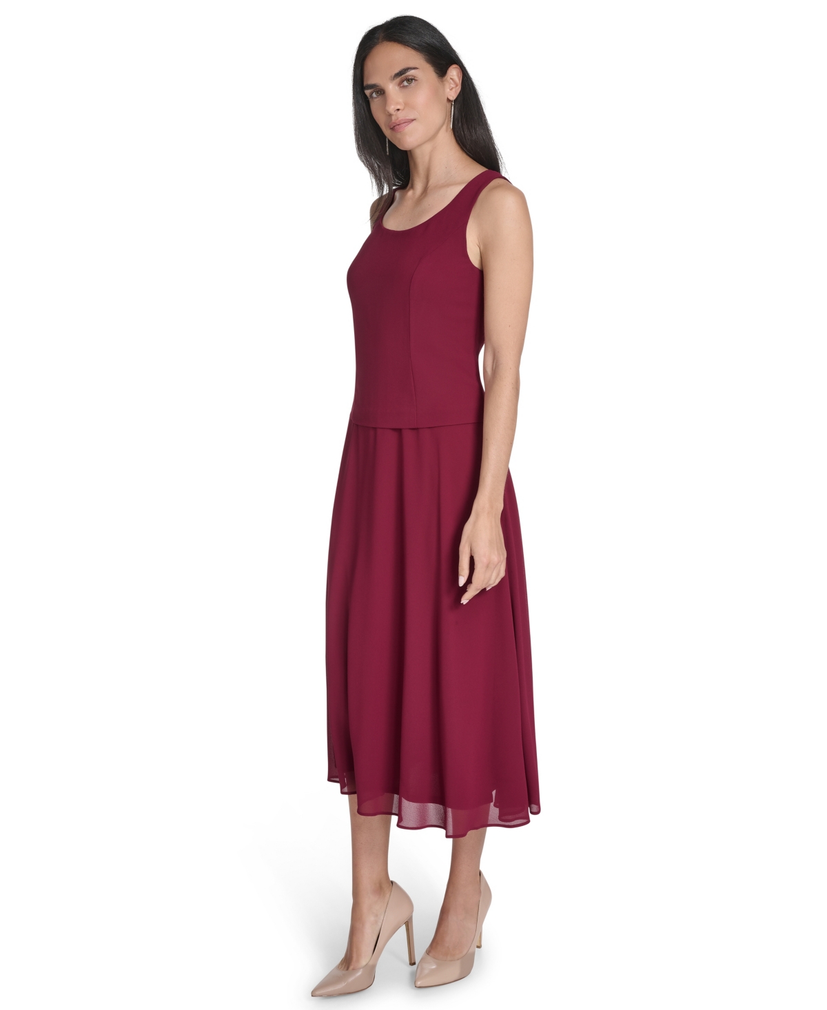 Jessica Howard Women's Soutache Jacket & Jewel-neck Midi Dress In Burgundy
