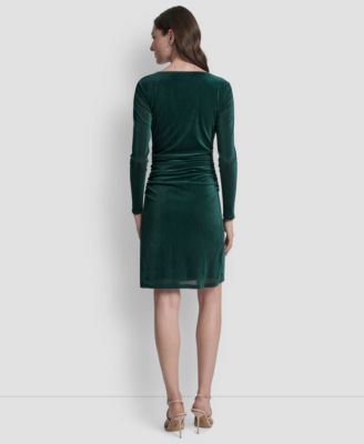 Women's Long Sleeve Asymmetrical Neck Sheath Dress
