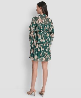 Women's Long Sleeve Tiered Ruffle Dress