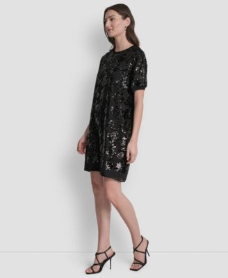Women's Short Sleeve Sequin Tunic Dress