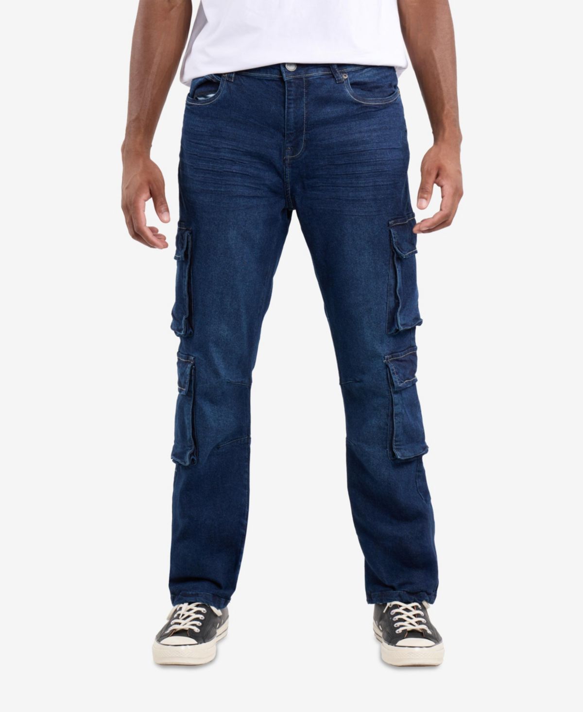 Мужские джинсы-карго прямого кроя