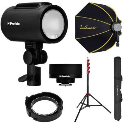 A2 Off Camera Flash Head and Connect Wireless Transmitter Kit for Nikon Cameras with Fp light stand 9.5' air cushnd, Glow parasnap octagonal