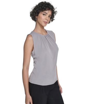 Women’s Sleeveless Pleated Neck Top