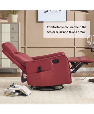 Heat Massage Manual Recliner Chair with Rocker and Swivel in Fabric for Living Room