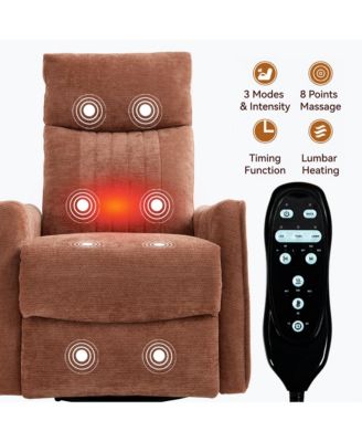 Heat Massage Manual Recliner Chair with Rocker and Swivel in Fabric for Living Room
