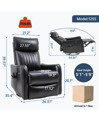 Heat Massage Manual Recliner Chair with Rocker and Swivel in Fabric for Living Room