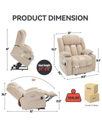 Power Lift Chair Recliner with 8-Point Vibration Massage and Lumbar Heating