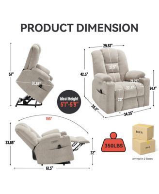 Large Power Lift Chair Recliner with Massage and Heat for Elderly
