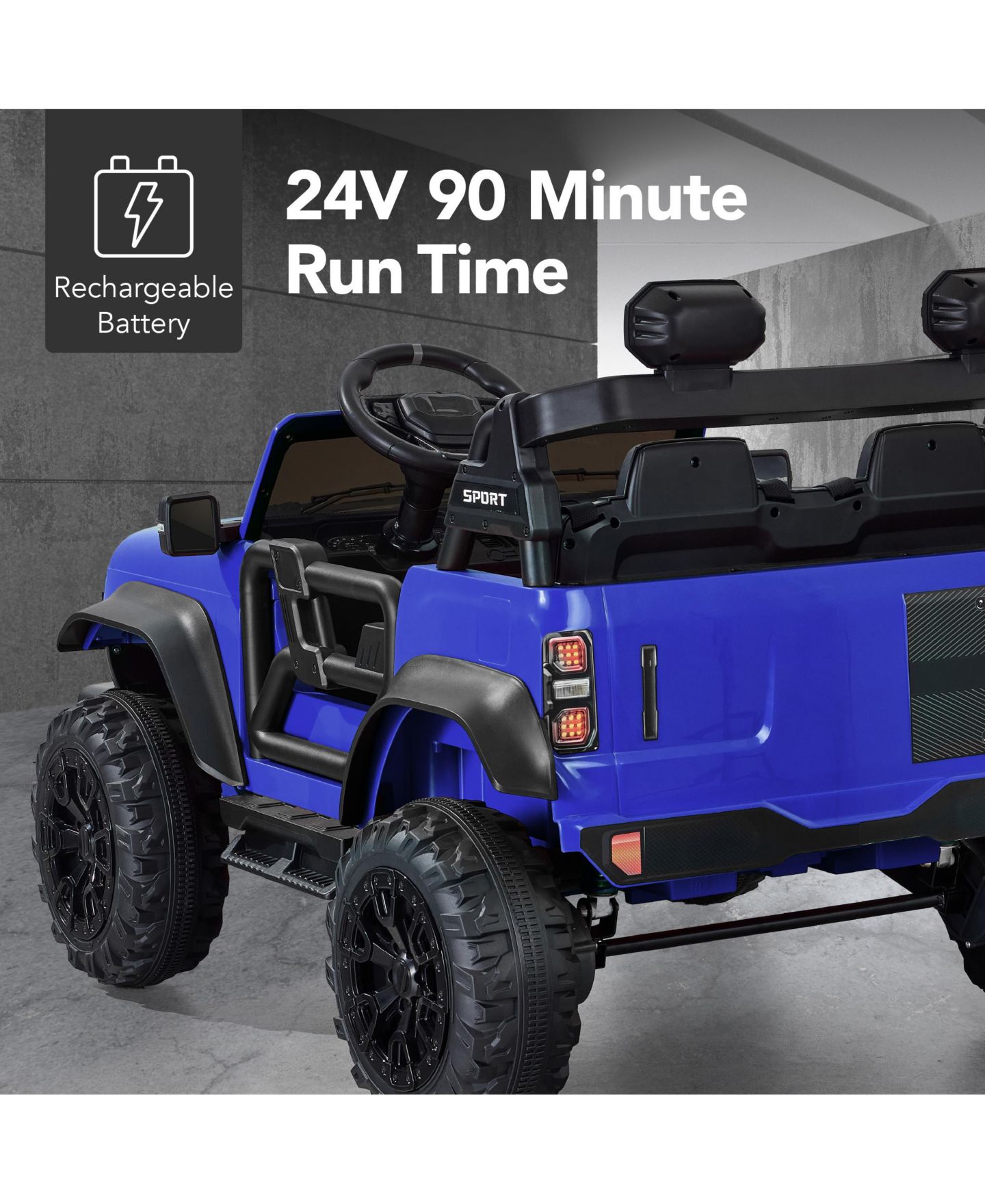 Детская игрушка Best Choice Products 24V 2-Seater Electric Ride-On Truck with Parent Control, 132-lb Capacity, Ages 3-7, цвет: Синий — фото 5
