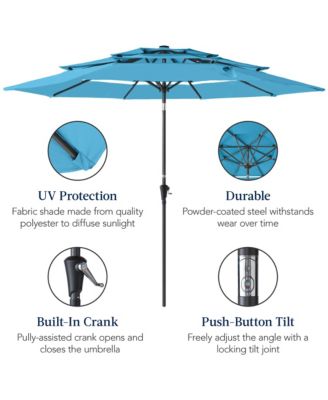 10ft 3-Tier Patio Umbrella, Market Sun Shade w/ Tilt Adjustment, Easy Crank