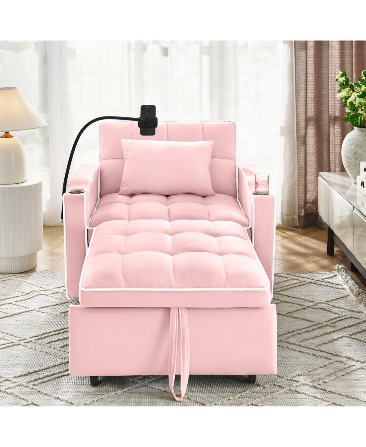 Streamdale Furniture Convertible Sleeper Chair Sofa Bed (Pink