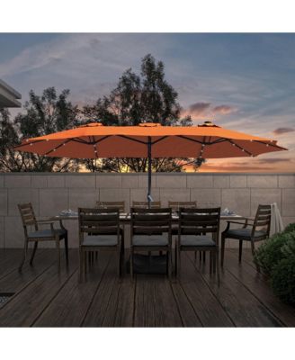 15ft Patio Umbrella with Base Included and LED lights, Outdoor Market Extra Large Umbrella,Pool Umbrella For Deck, Pool, Garden