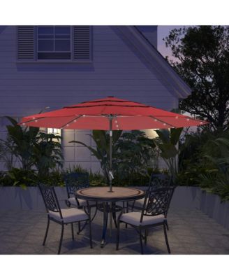 3-Tier Patio Umbrella with Led Lights 10ft Outdoor Patio Table Umbrella Large Umbrella Pool Umbrella For Deck, Pool, Garden, Patio